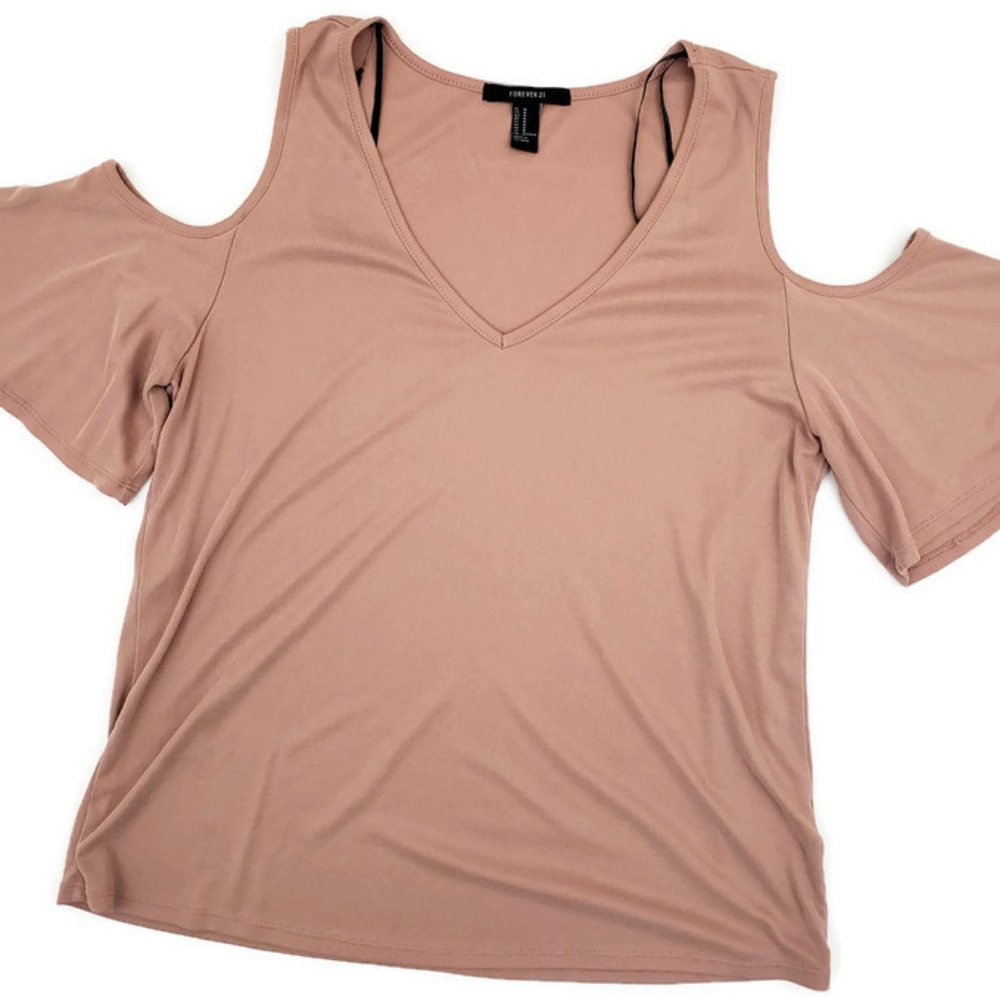 Forever 21 Cold Shoulder V-neck Top Mauve
